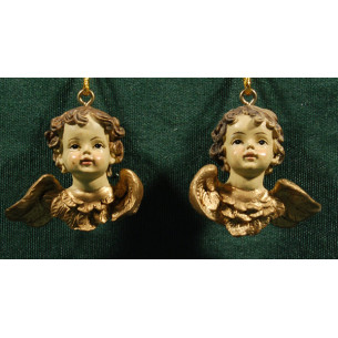 Two angel head hanging 4 cm resin