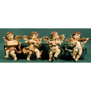 Four musicians angels hanging 12 cm resin