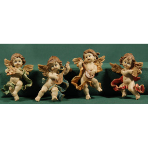 Four musicians angels hanging  9 cm resin