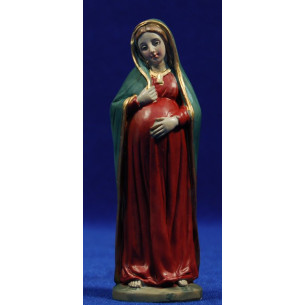 Vergine in cinta in piedi rosso 11 cm resina