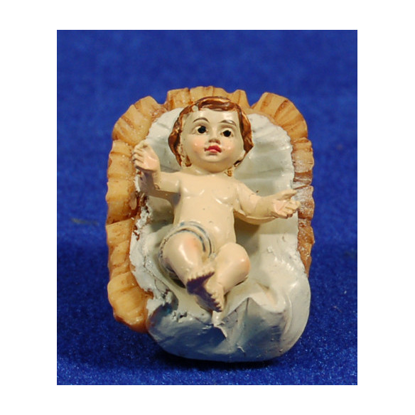 Niño Jesús con cuna 9 cm resina