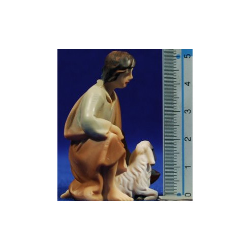 Young sheperd with one lambs addoring 7 cm resin