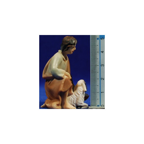 Young sheperd with one lambs addoring 7 cm resin
