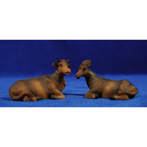 Cow and mule lying 11 cm resin
