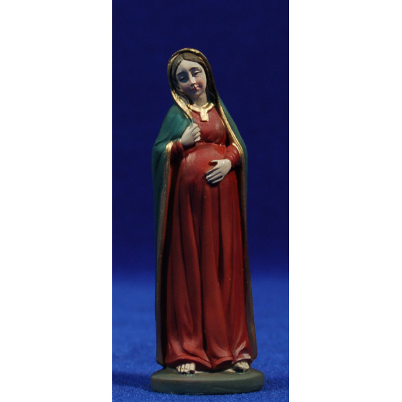 Virgen embarazada de pie rojo 9 cm resina