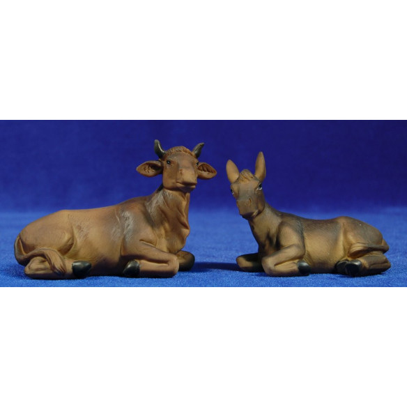 Cow and mule lying 15 cm resin