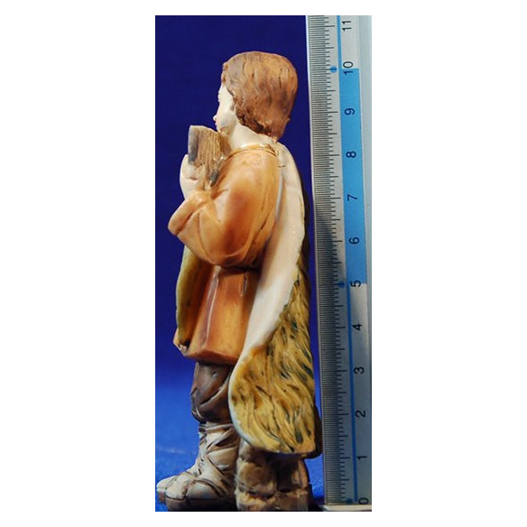 Niño pastor músico con flauta 15 cm resina