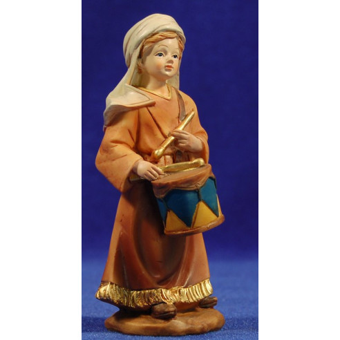 Children musician with drum 15 cm resin