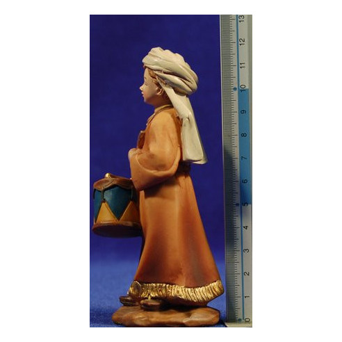 Niño pastor músico con tambor 15 cm resina