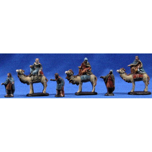 Kings with camel 5 cm clay painted Figuralia