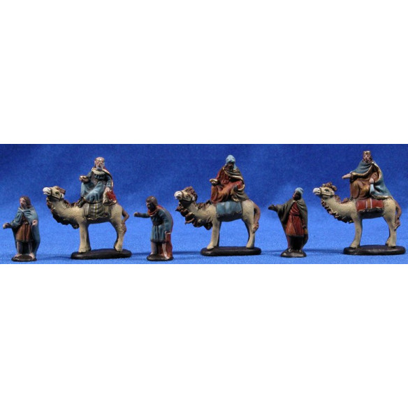 Reyes a camello 5 cm barro pintado Figuralia