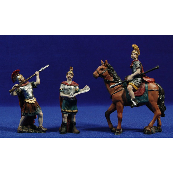 Grup 3 soldats romans i cavall  9 cm resina