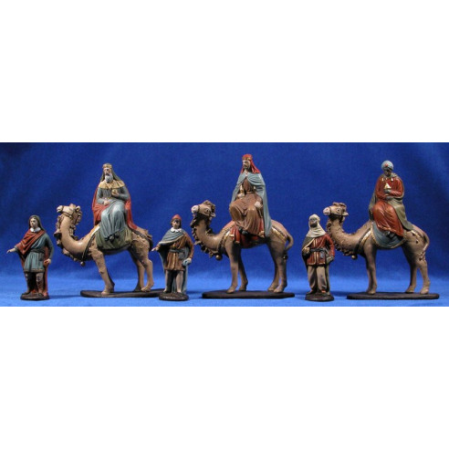 Reyes a camello 12 cm barro pintado Figuralia