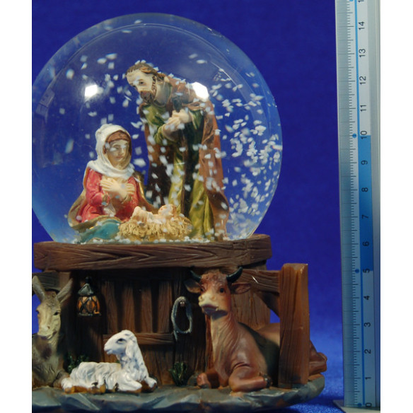 Bola de nieve nacimiento 15 cm resina y cristal