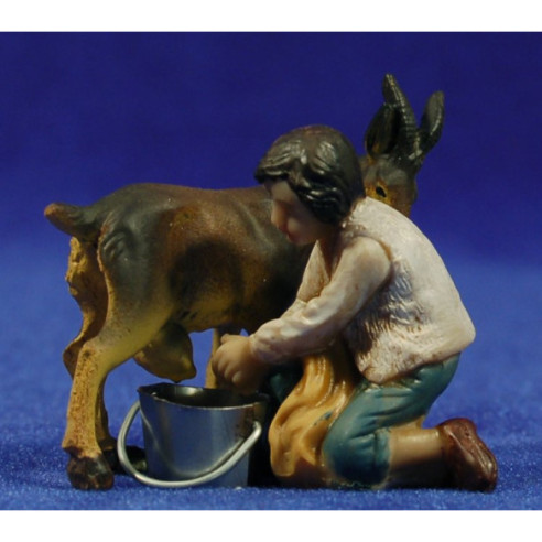 Children wilking a goat 9 cm resin
