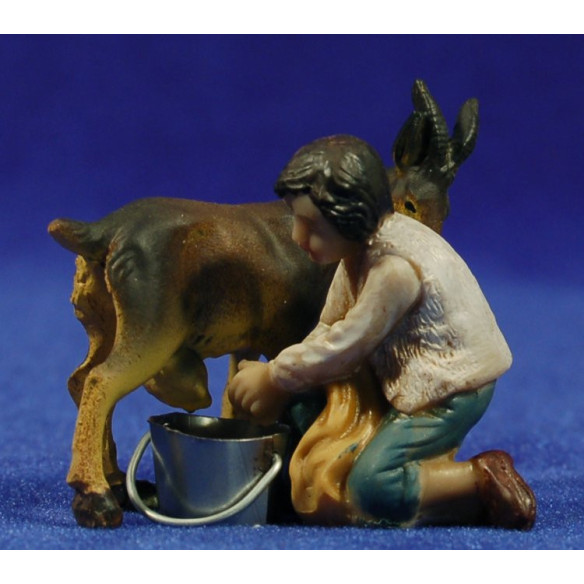 Children wilking a goat 9 cm resin