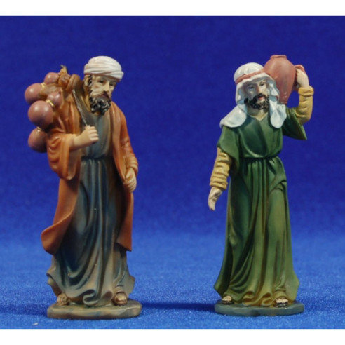 Two shepherd walking 9 cm resin