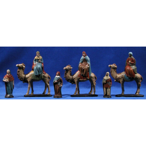Kings with camel 9 cm clay painted Figuralia
