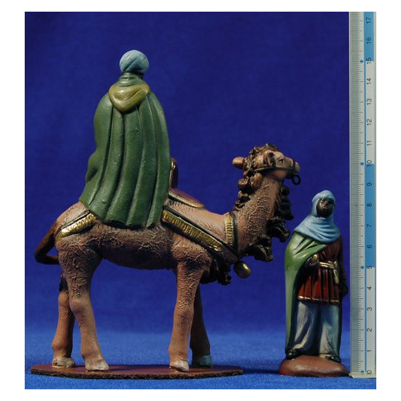 Kings with camel 9 cm clay painted Figuralia