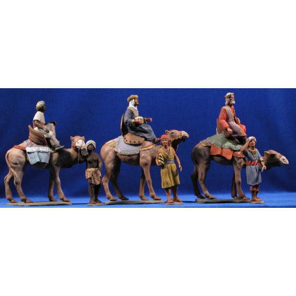 Kings with camel 12 cm clay painted Delgado