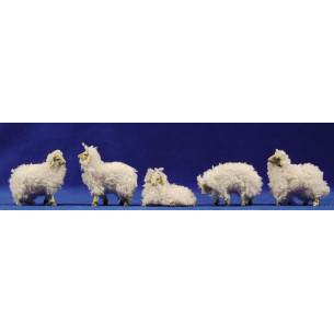 Gruppo pecore con lana 8 cm resina