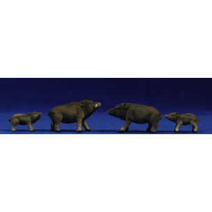 Wild pig and breed 10 cm resin