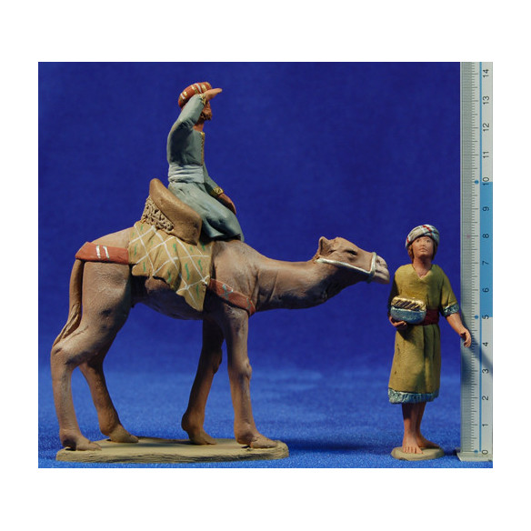 Kings with camels 8 cm clay painted Delgado
