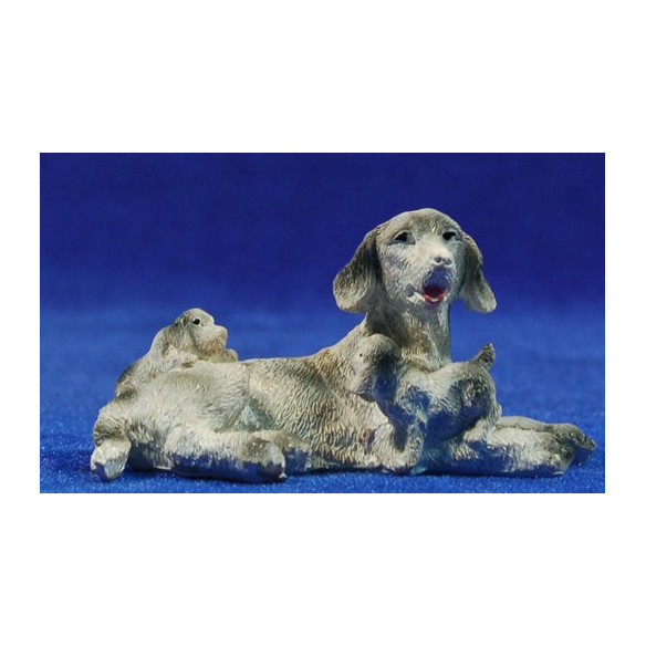 Cane e cuccioli 11 cm resina