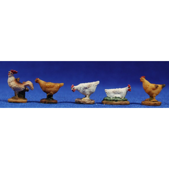 Grupo gallinas 8 cm resina