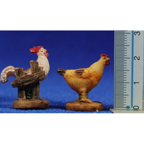Group of chicken 8 cm resin