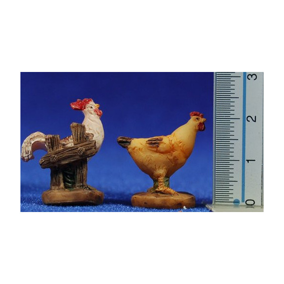 Group of chicken 8 cm resin