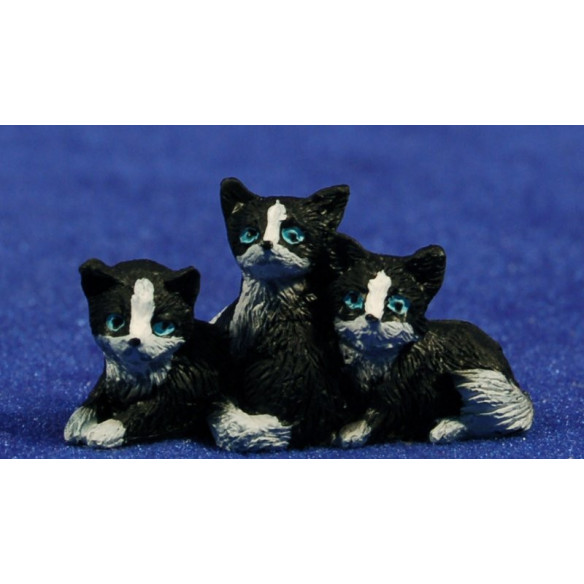 Gruppo di tre gatti 8 cm resina