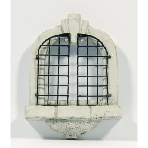 Window with grid round 8 cm metal