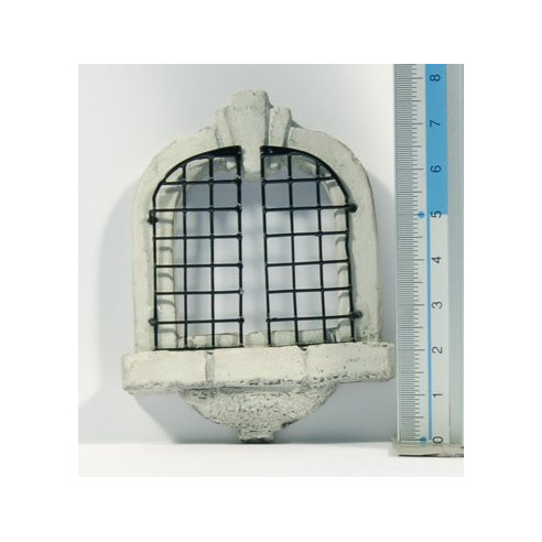 Window with grid round 8 cm metal