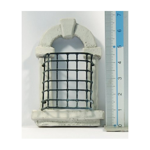 Ventana con reja cuadrada 7 cm metal