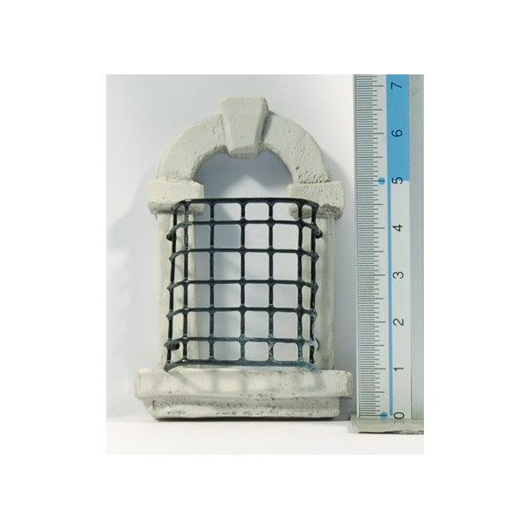 Ventana con reja cuadrada 7 cm metal