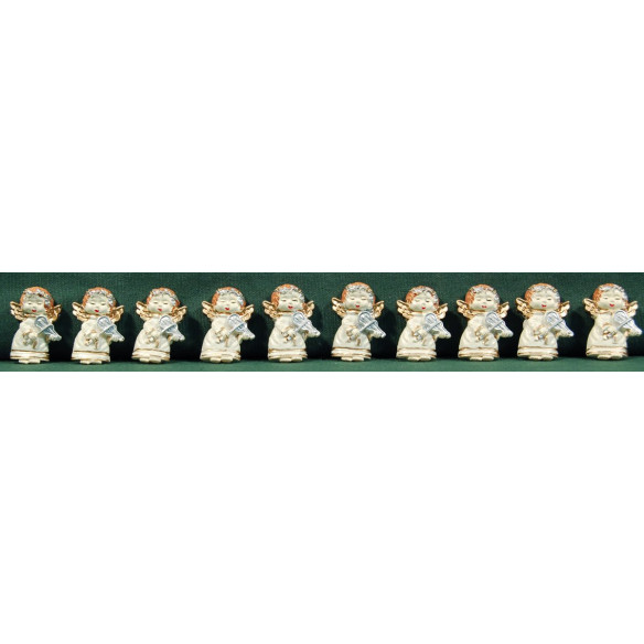 Conjunto diez ángeles blancos pegar 3 cm resina