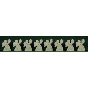 Conjunto ocho ángeles blancos purpurina pegar 3 cm resina