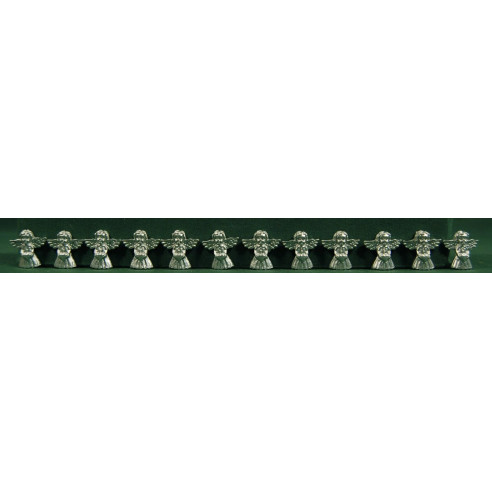 Set of twelve silver paste angels 3 cm resin