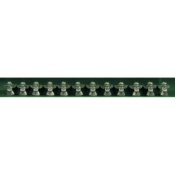 Set of twelve silver paste angels 3 cm resin
