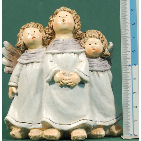 Conjunto tres ángeles blancos cantando 9,56 cm resina