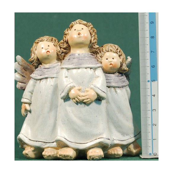 Conjunto tres ángeles blancos cantando 9,56 cm resina