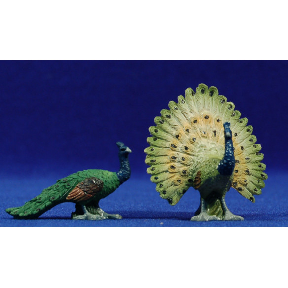 Grupo de dos pavos reales 8 cm resina