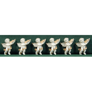 Conjunto seis ángeles blancos pegar 3,5 cm resina