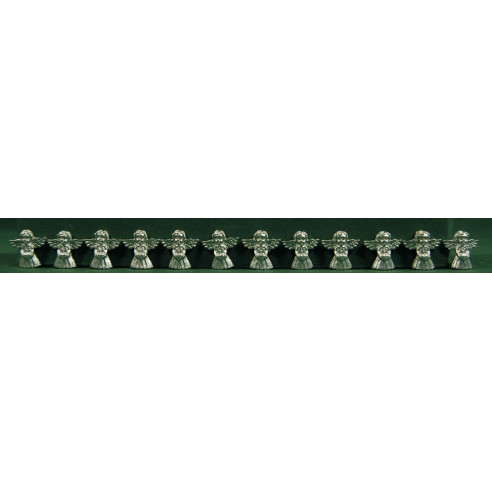 Conjunto doce ángeles plateados pegar 3 cm resina