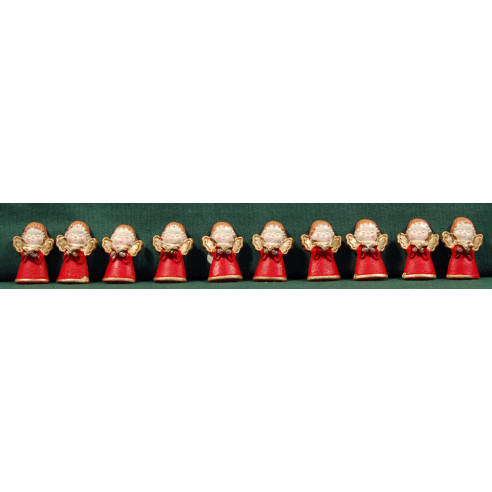 Conjunto diez ángeles rojos pegar 3 cm resina