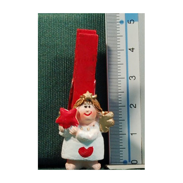 Angels with heart on a clothespin 3 cm resin