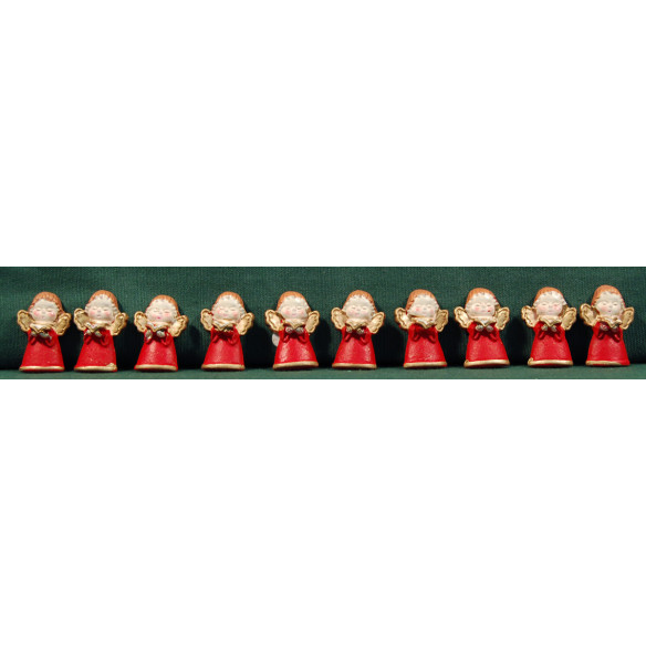 Conjunto diez ángeles rojos pegar 3 cm resina
