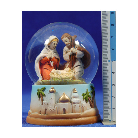 Bola de nieve nacimiento 9 cm resina y cristal