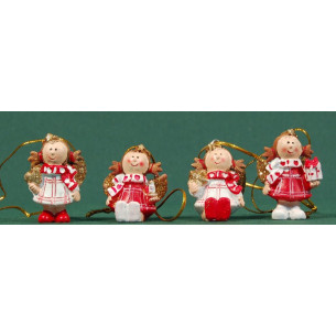Set of four angels to hang 4 cm resin